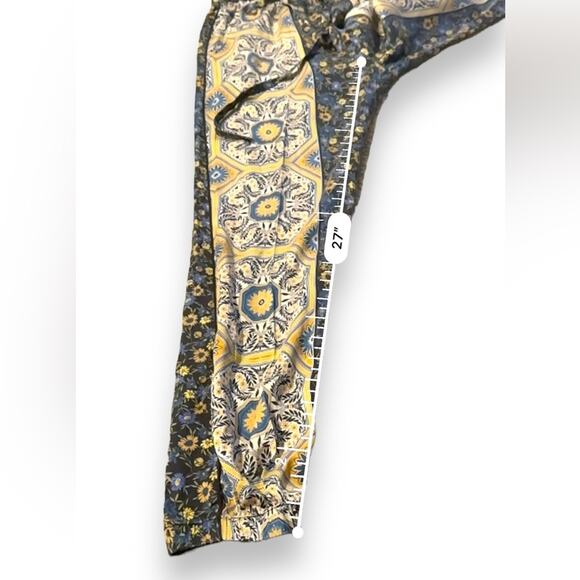 Johnny Was Silk Blend Gray Yellow Blue‎ Floral Paisley Drawstring Pants Sz S - Picture 10 of 10